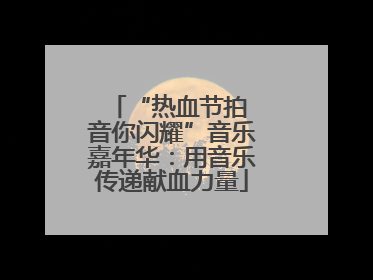 “热血节拍 音你闪耀”音乐嘉年华：用音乐传递献血力量