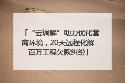 “云调解”助力优化营商环境，20天远程化解百万工程欠款纠纷