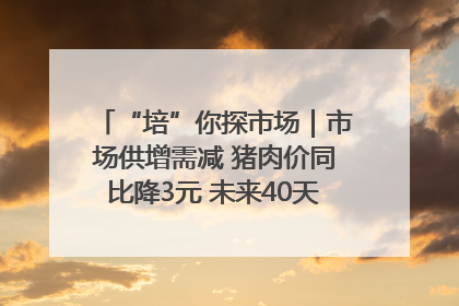 “培”你探市场｜市场供增需减 猪肉价同比降3元 未来40天便宜猪肉敞开吃
