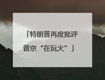 特朗普再度批评普京“在玩火”