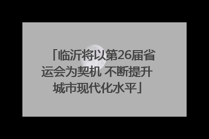 临沂将以第26届省运会为契机 不断提升城市现代化水平