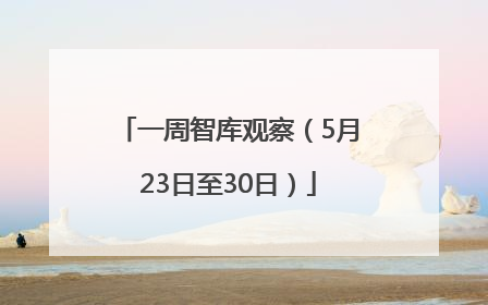 一周智库观察（5月23日至30日）
