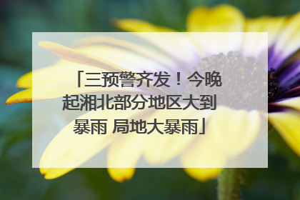 三预警齐发！今晚起湘北部分地区大到暴雨 局地大暴雨