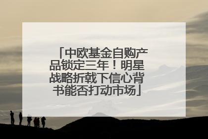 中欧基金自购产品锁定三年！明星战略折戟下信心背书能否打动市场