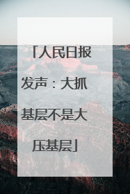 人民日报发声：大抓基层不是大压基层