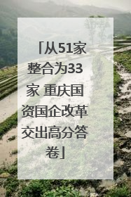 从51家整合为33家 重庆国资国企改革交出高分答卷