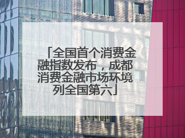 全国首个消费金融指数发布，成都消费金融市场环境列全国第六