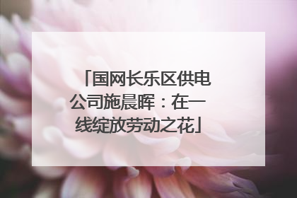 国网长乐区供电公司施晨晖：在一线绽放劳动之花