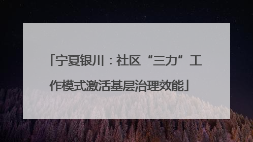 宁夏银川：社区“三力”工作模式激活基层治理效能