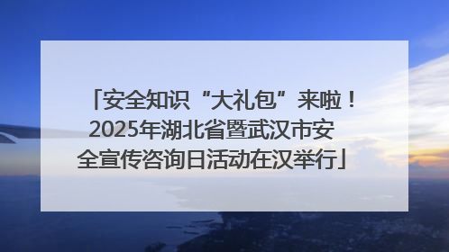 安全知识“大礼包”来啦！2025年湖北省暨武汉市安全宣传咨询日活动在汉举行