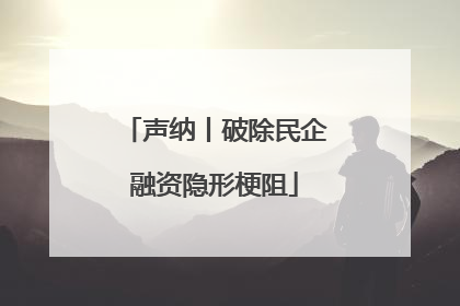 声纳丨破除民企融资隐形梗阻