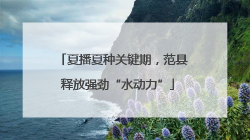 夏播夏种关键期，范县释放强劲“水动力”