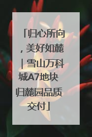 归心所向，美好如麓｜雪山万科城A7地块归麓园品质交付