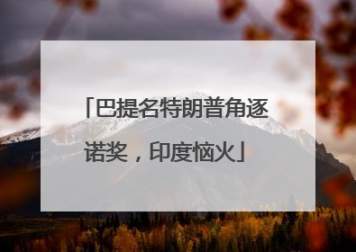 巴提名特朗普角逐诺奖，印度恼火