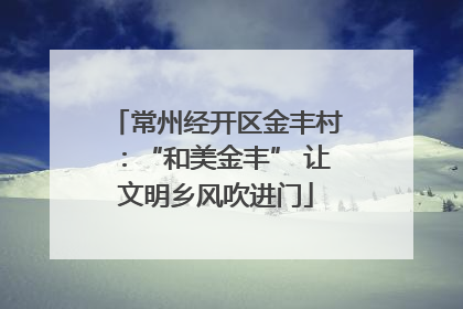 常州经开区金丰村：“和美金丰” 让文明乡风吹进门