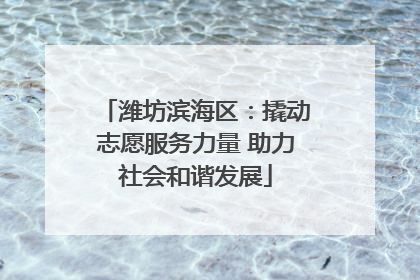潍坊滨海区：撬动志愿服务力量 助力社会和谐发展