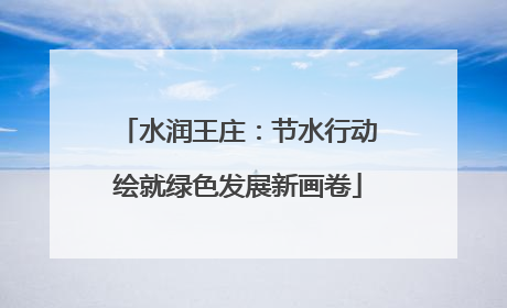水润王庄：节水行动绘就绿色发展新画卷