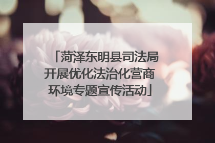 菏泽东明县司法局开展优化法治化营商环境专题宣传活动