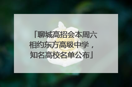 聊城高招会本周六相约东方高级中学，知名高校名单公布