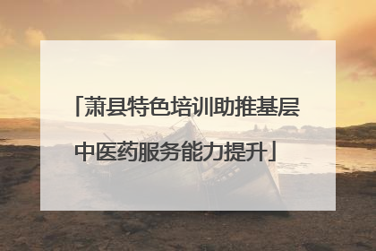 萧县特色培训助推基层中医药服务能力提升