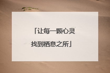 让每一颗心灵找到栖息之所