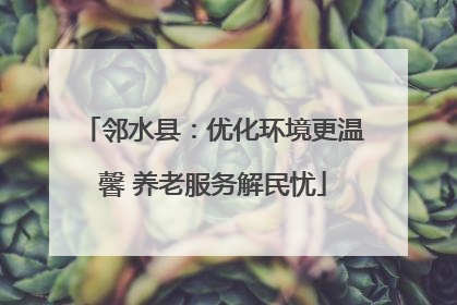 邻水县：优化环境更温馨 养老服务解民忧
