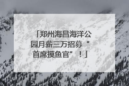 郑州海昌海洋公园月薪三万招募“首席摸鱼官”！