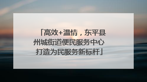 高效+温情，东平县州城街道便民服务中心打造为民服务新标杆